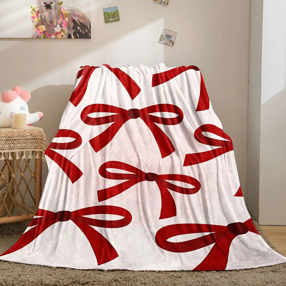 Red Bow Pattern Multipurpose Throw Blanket