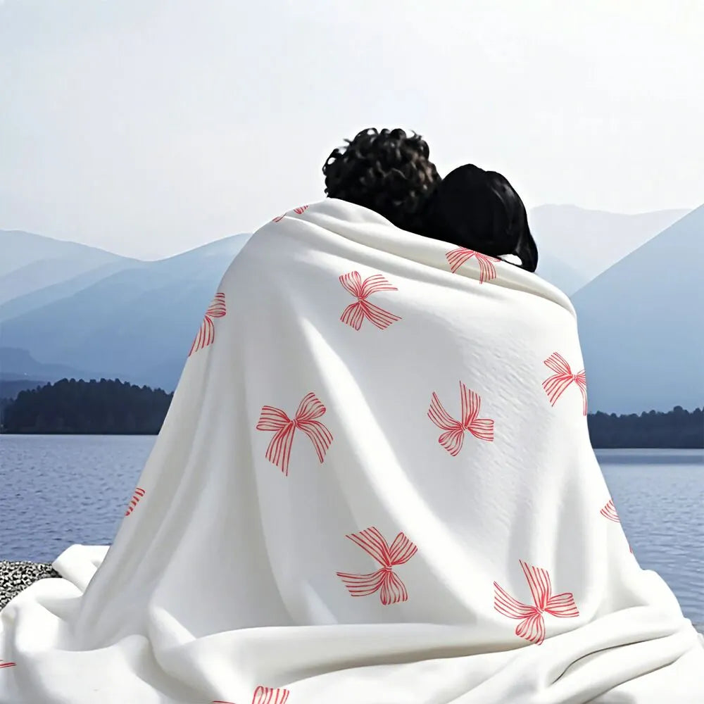 Red Bow Pattern Multipurpose Throw Blanket