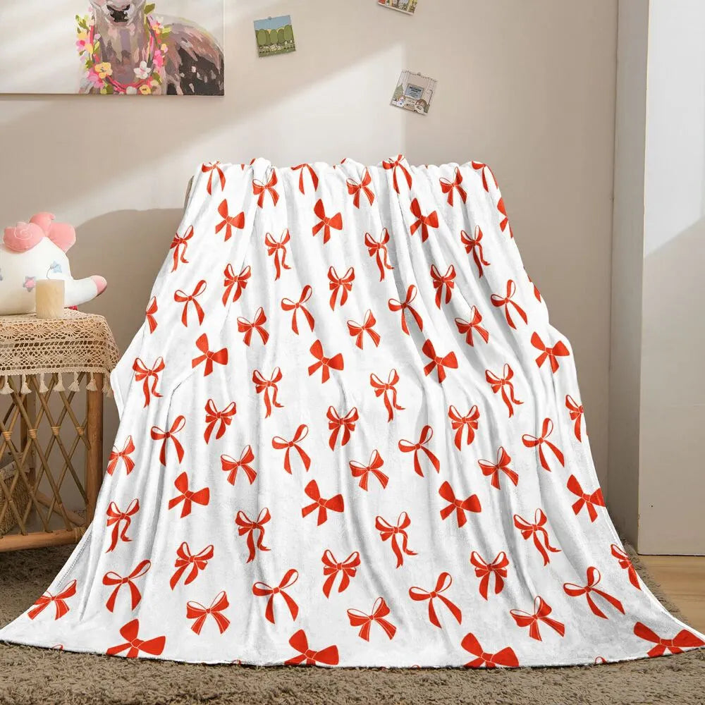 Red Bow Pattern Multipurpose Throw Blanket