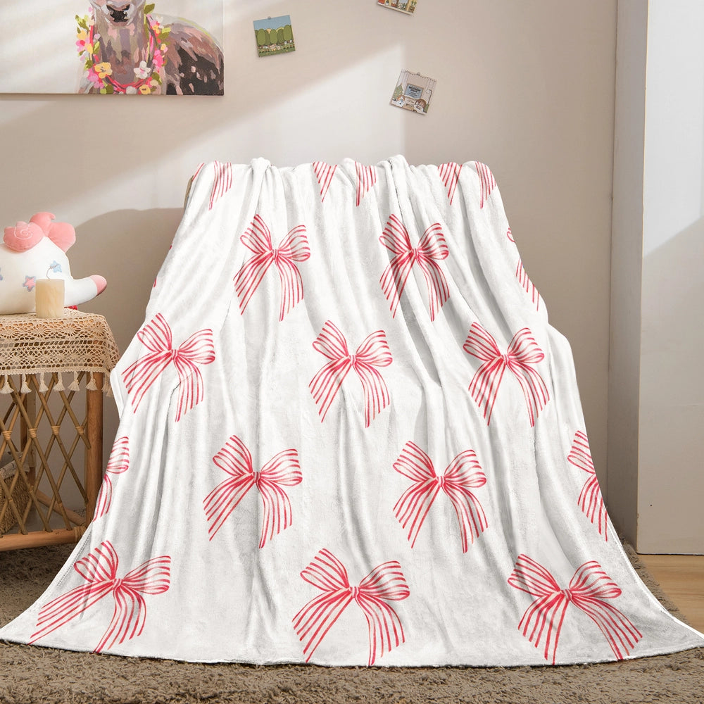 Red Bow Pattern Multipurpose Throw Blanket