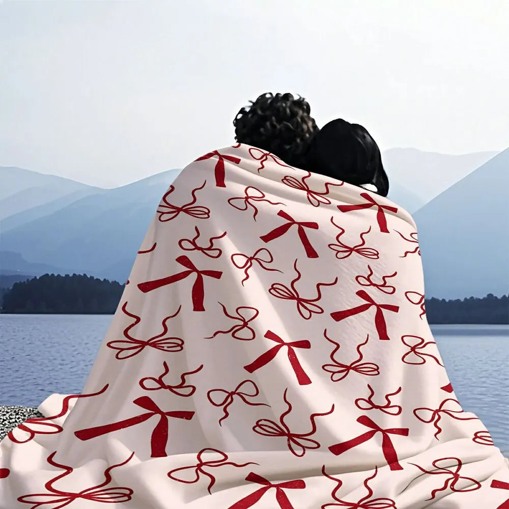 Red Bow Pattern Multipurpose Throw Blanket