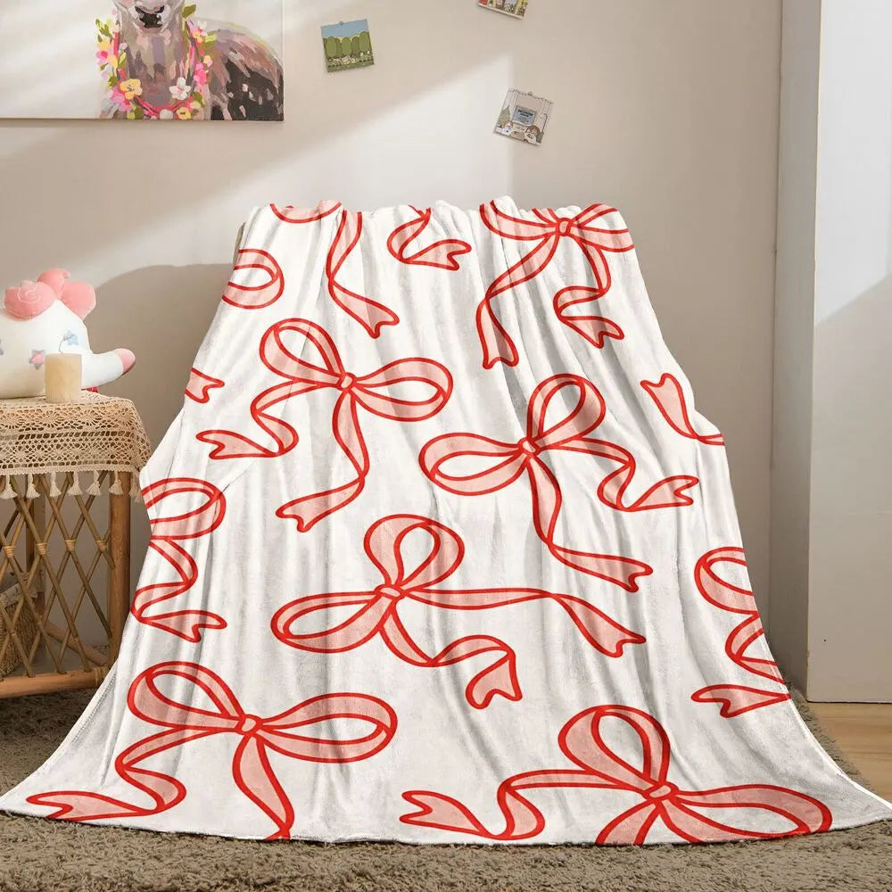 Red Bow Pattern Multipurpose Throw Blanket