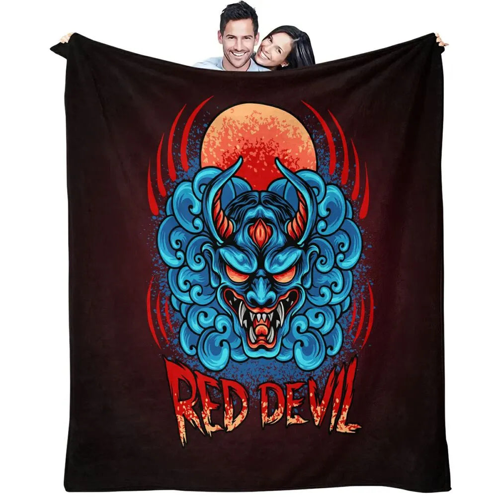 Red Devil Artistic Pattern Multipurpose Throw Blanket