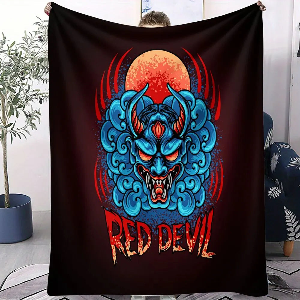 Red Devil Artistic Pattern Multipurpose Throw Blanket