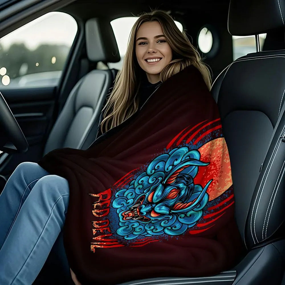 Red Devil Artistic Pattern Multipurpose Throw Blanket
