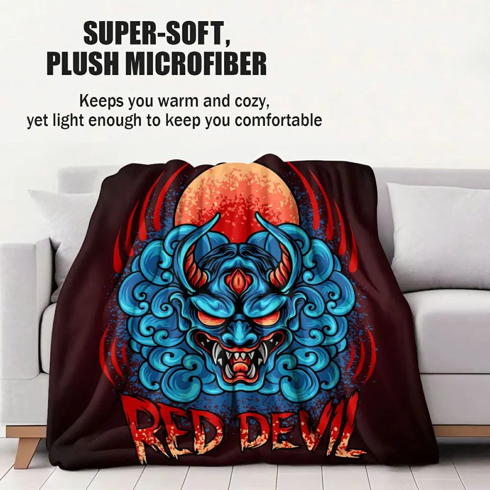 Red Devil Artistic Pattern Multipurpose Throw Blanket