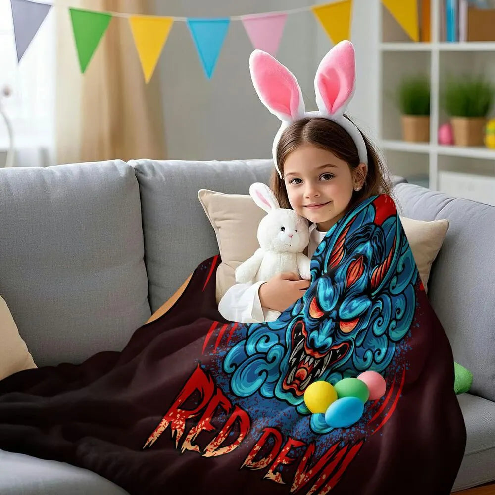 Red Devil Artistic Pattern Multipurpose Throw Blanket