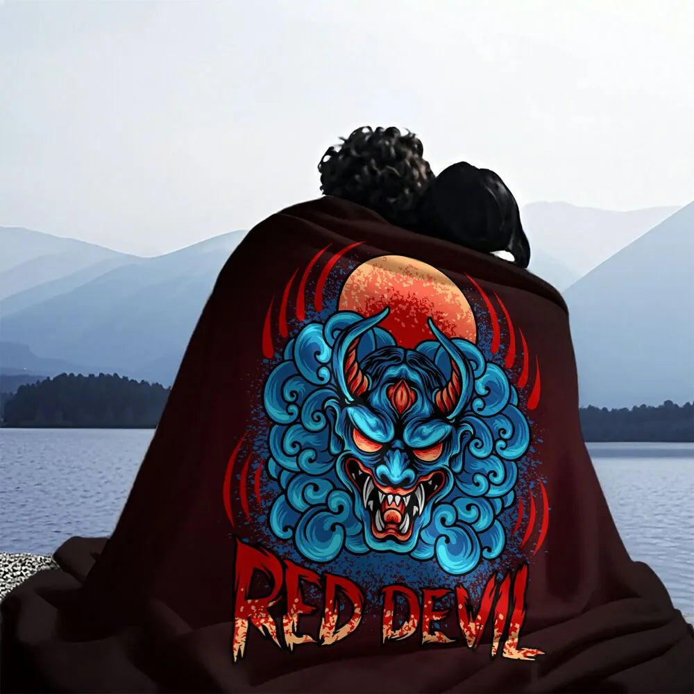 Red Devil Artistic Pattern Multipurpose Throw Blanket