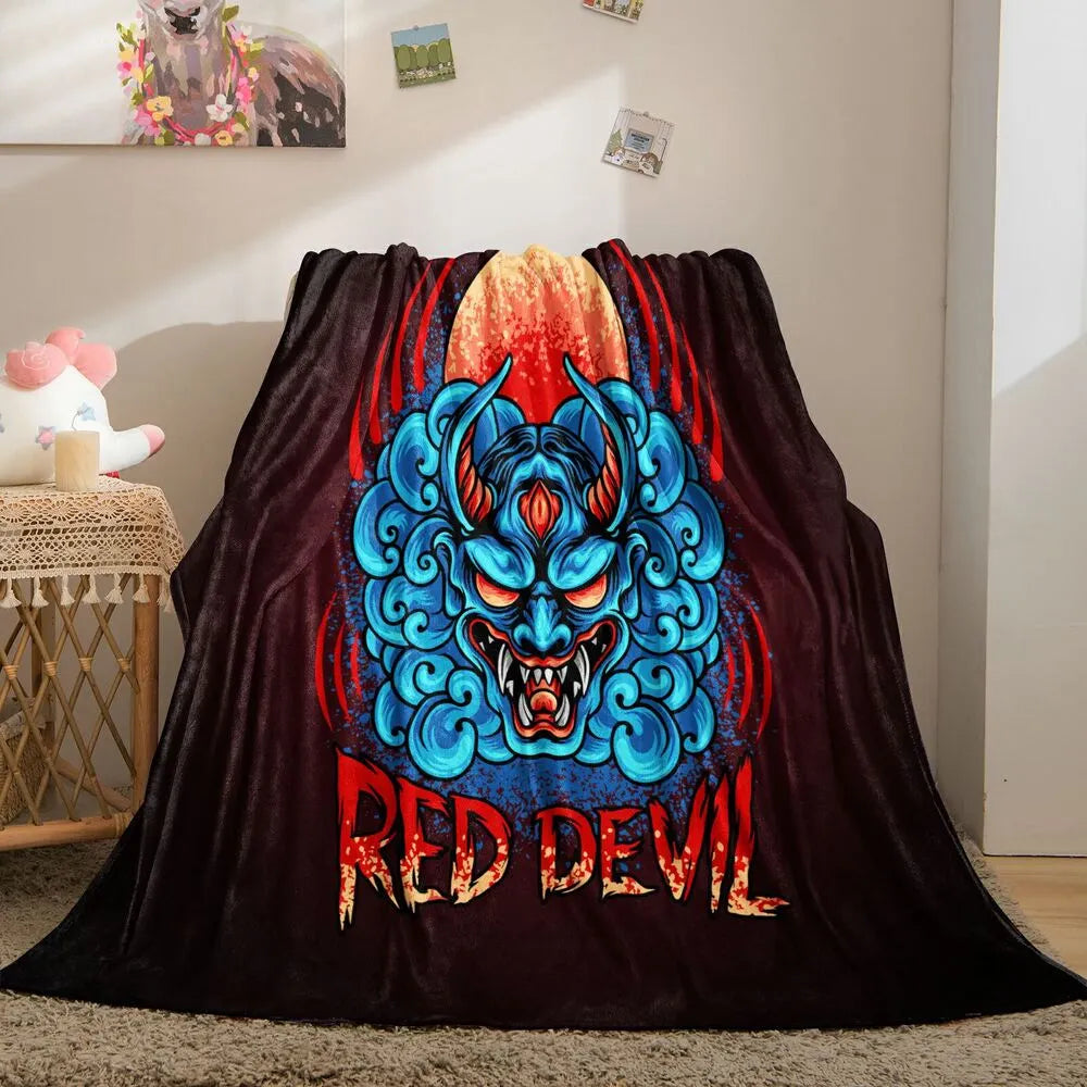 Red Devil Artistic Pattern Multipurpose Throw Blanket