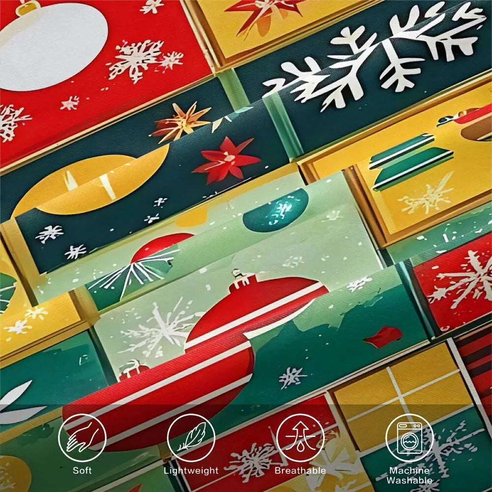 Retro Christmas Ornament Patchwork Christmas Gift Duvet Cover Set Kids Bedding Set