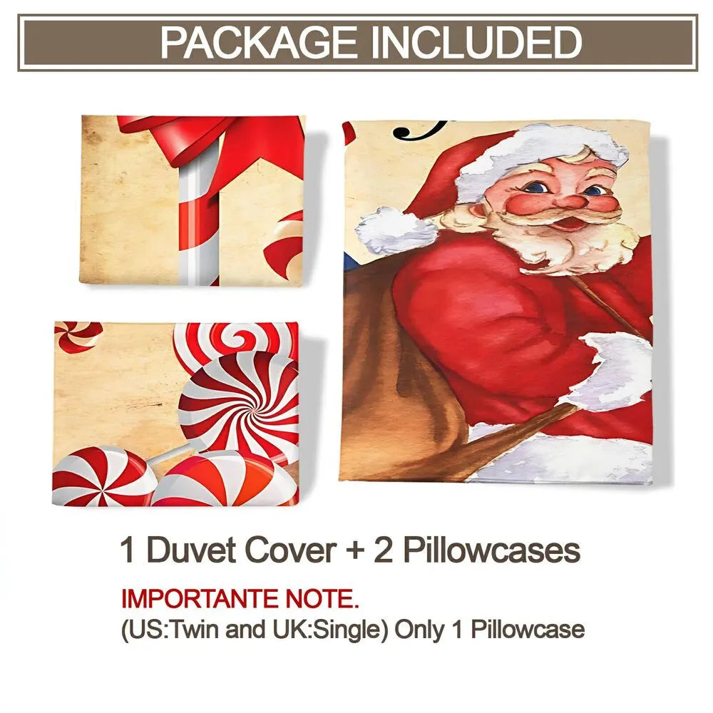 Retro Santa Milk Christmas Gift Duvet Cover Set Kids Bedding Set