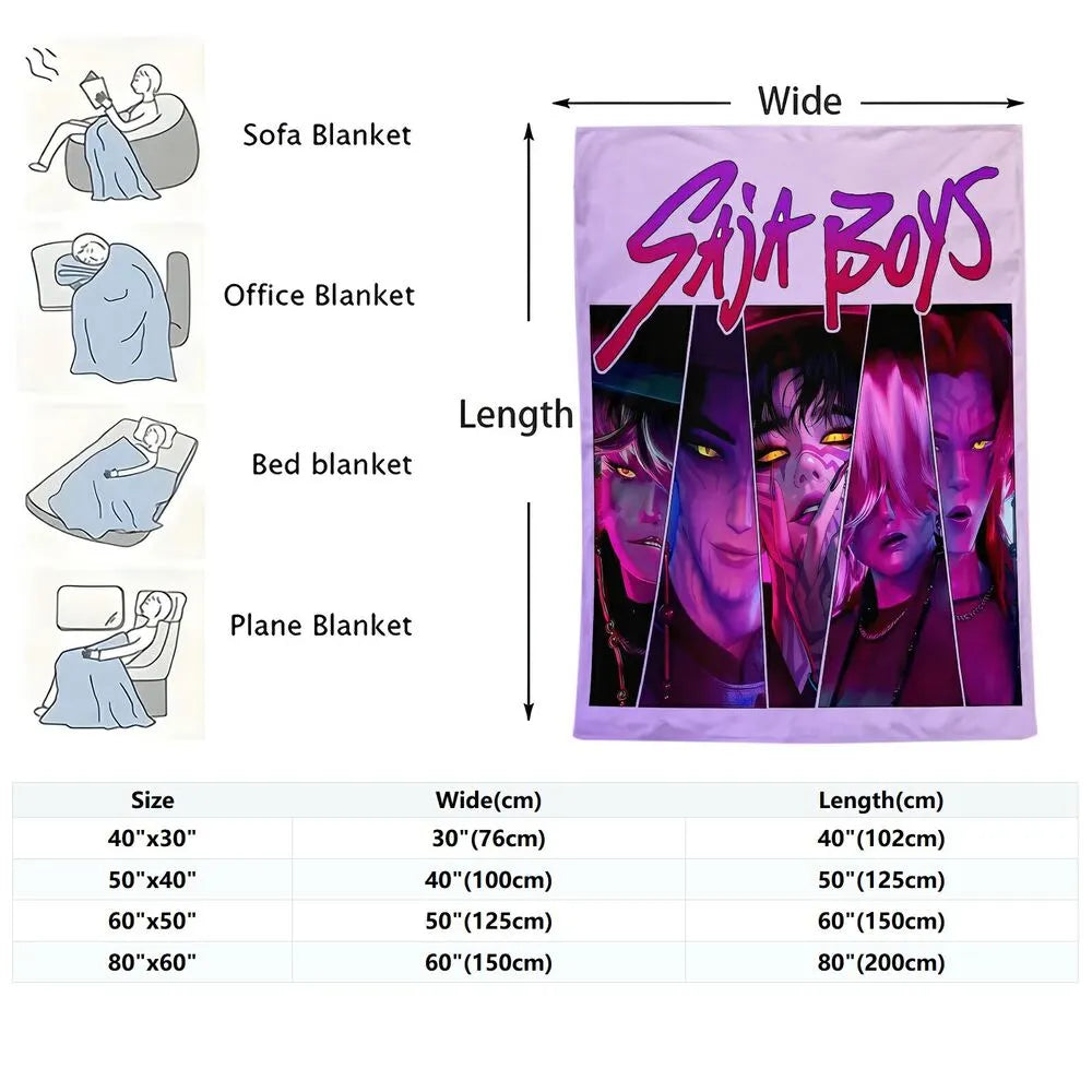 K-POP Demon Hunters Saja Boys Graphic Multipurpose Throw Blanket