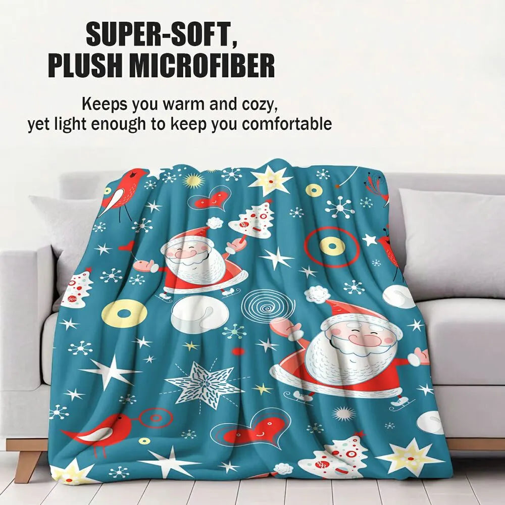 Santa Claus and Christmas Elements Multipurpose Throw Blanket
