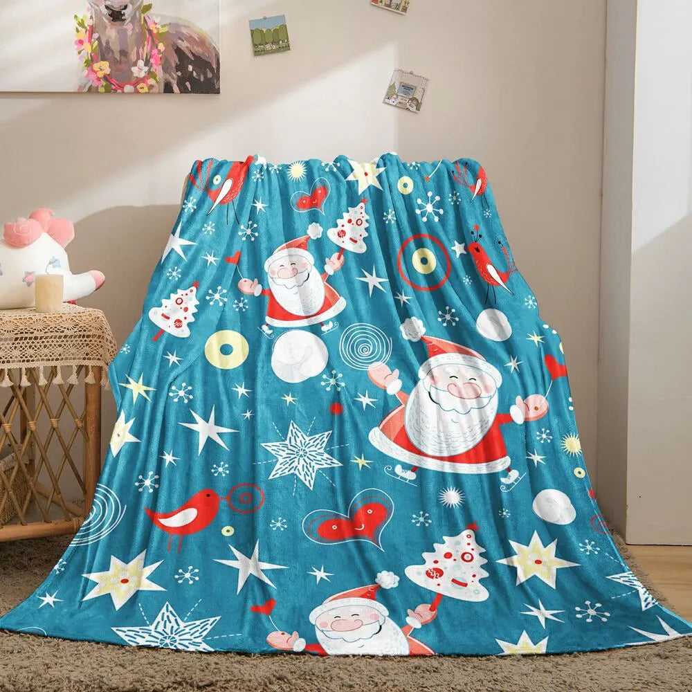 Santa Claus and Christmas Elements Multipurpose Throw Blanket