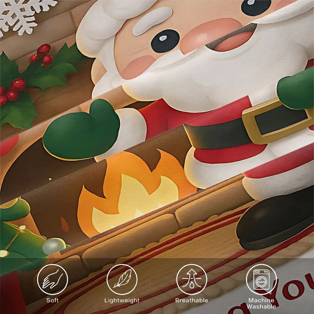 Santa Fireplace Merry Christmas Christmas Gift Duvet Cover Set Kids Bedding Set
