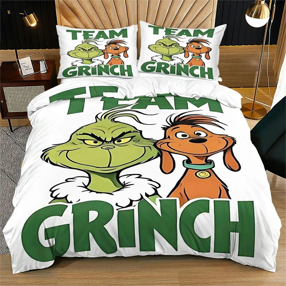 Team Grinch Christmas Gift Duvet Cover Set Kids Bedding Set