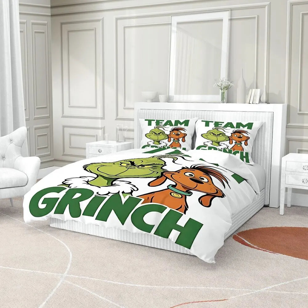 Team Grinch Christmas Gift Duvet Cover Set Kids Bedding Set