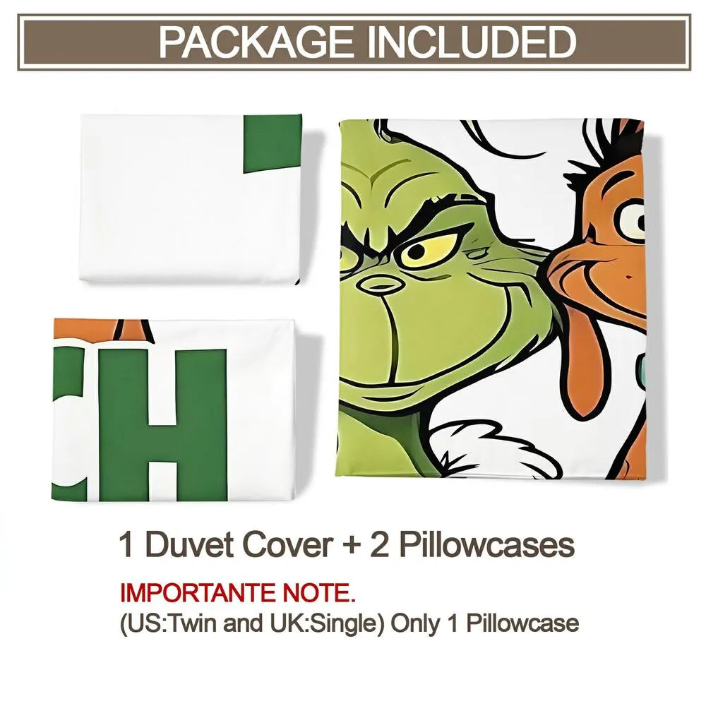 Team Grinch Christmas Gift Duvet Cover Set Kids Bedding Set