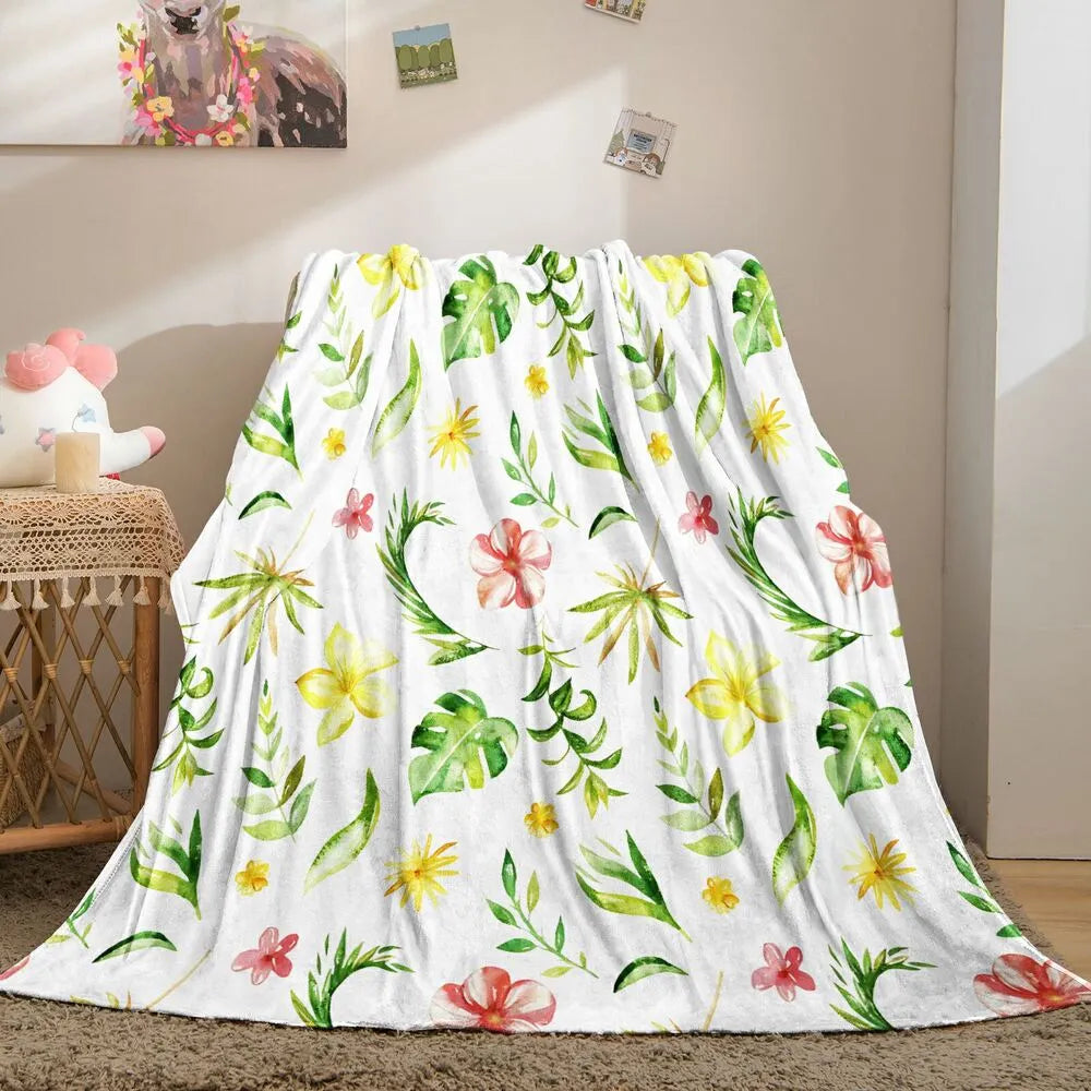 Tropical Floral Pattern Multipurpose Throw Blanket