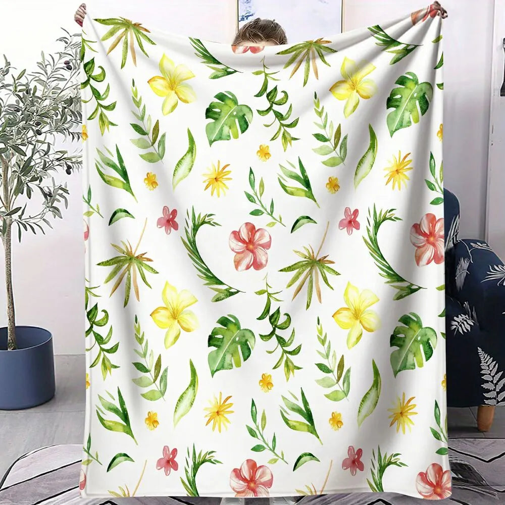 Tropical Floral Pattern Multipurpose Throw Blanket