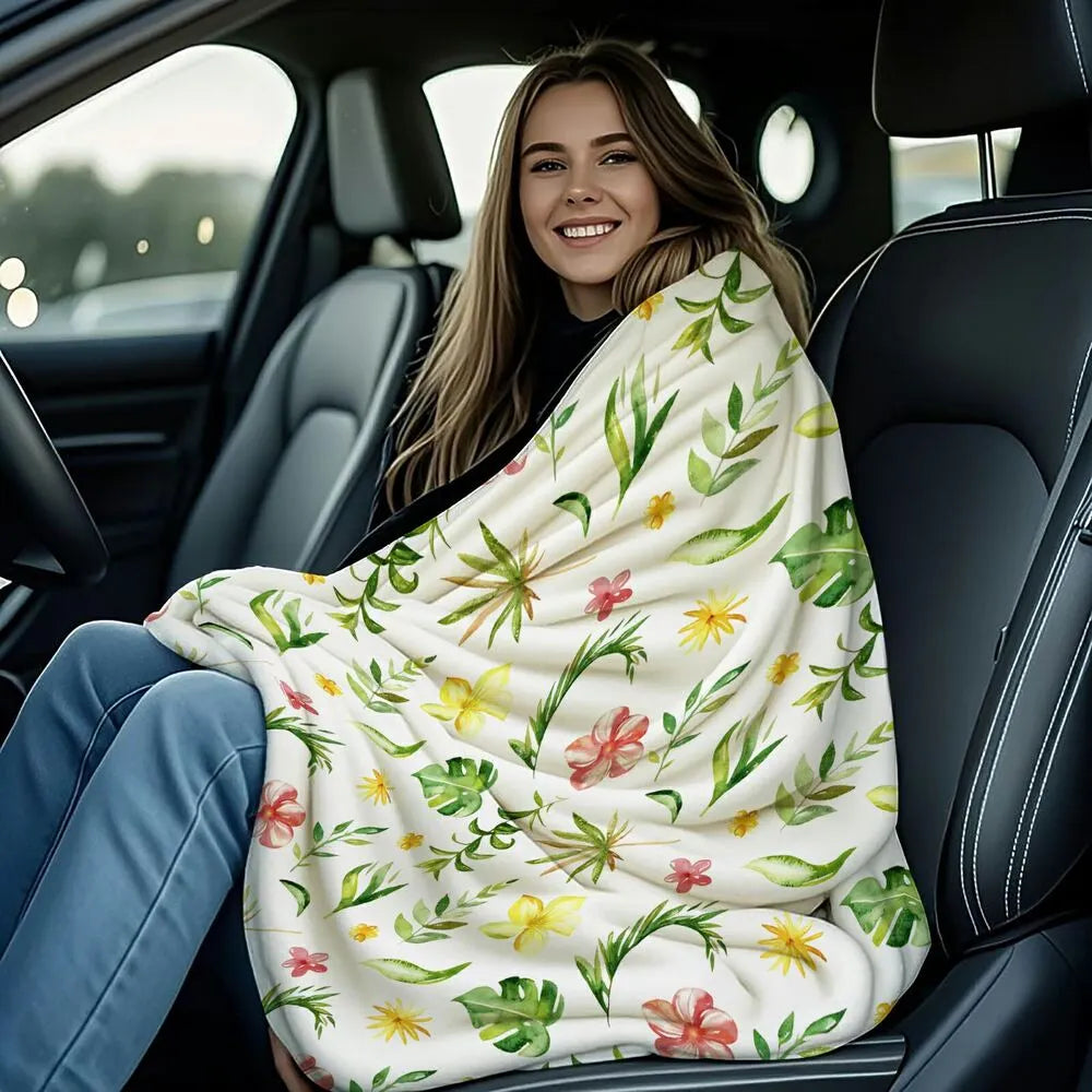 Tropical Floral Pattern Multipurpose Throw Blanket