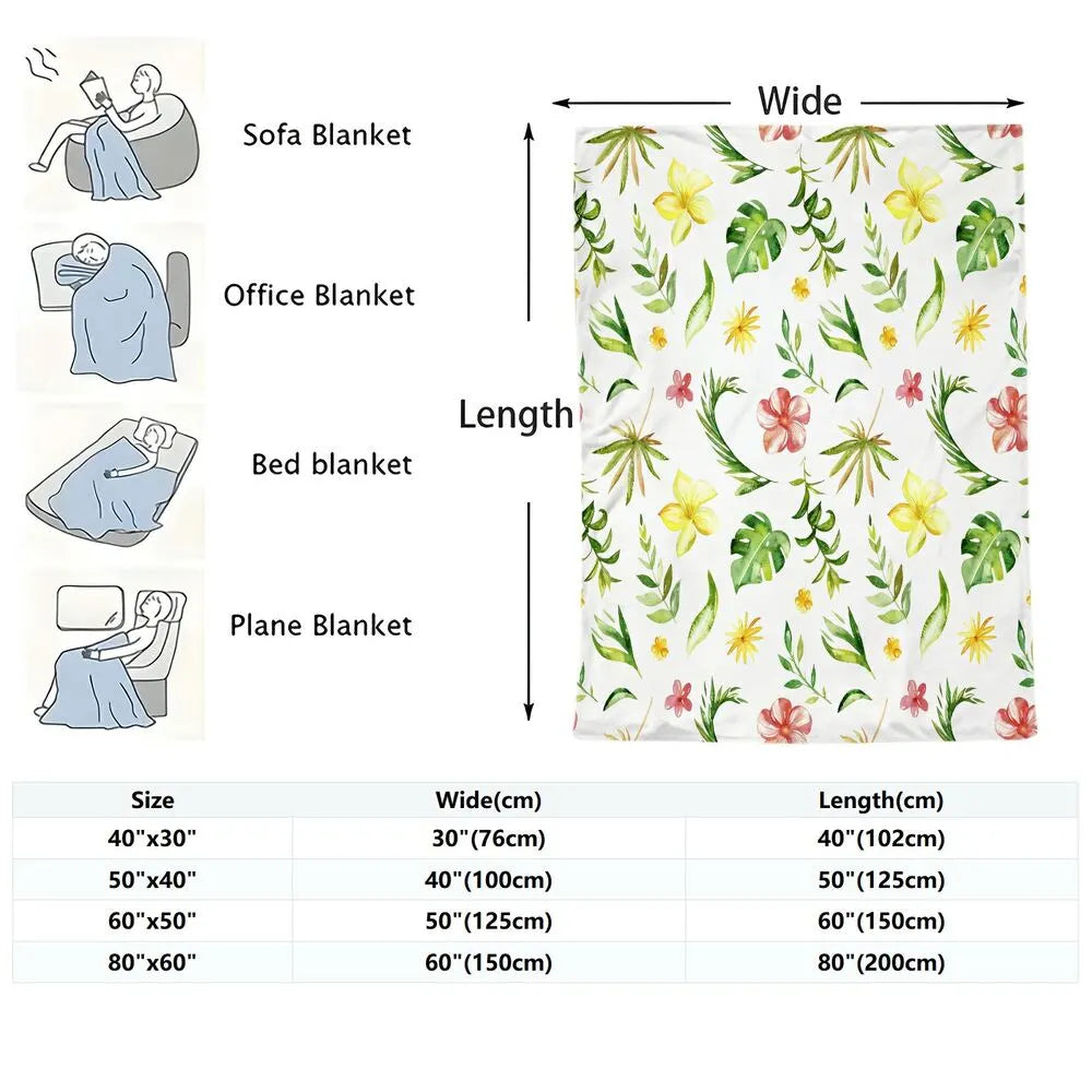 Tropical Floral Pattern Multipurpose Throw Blanket