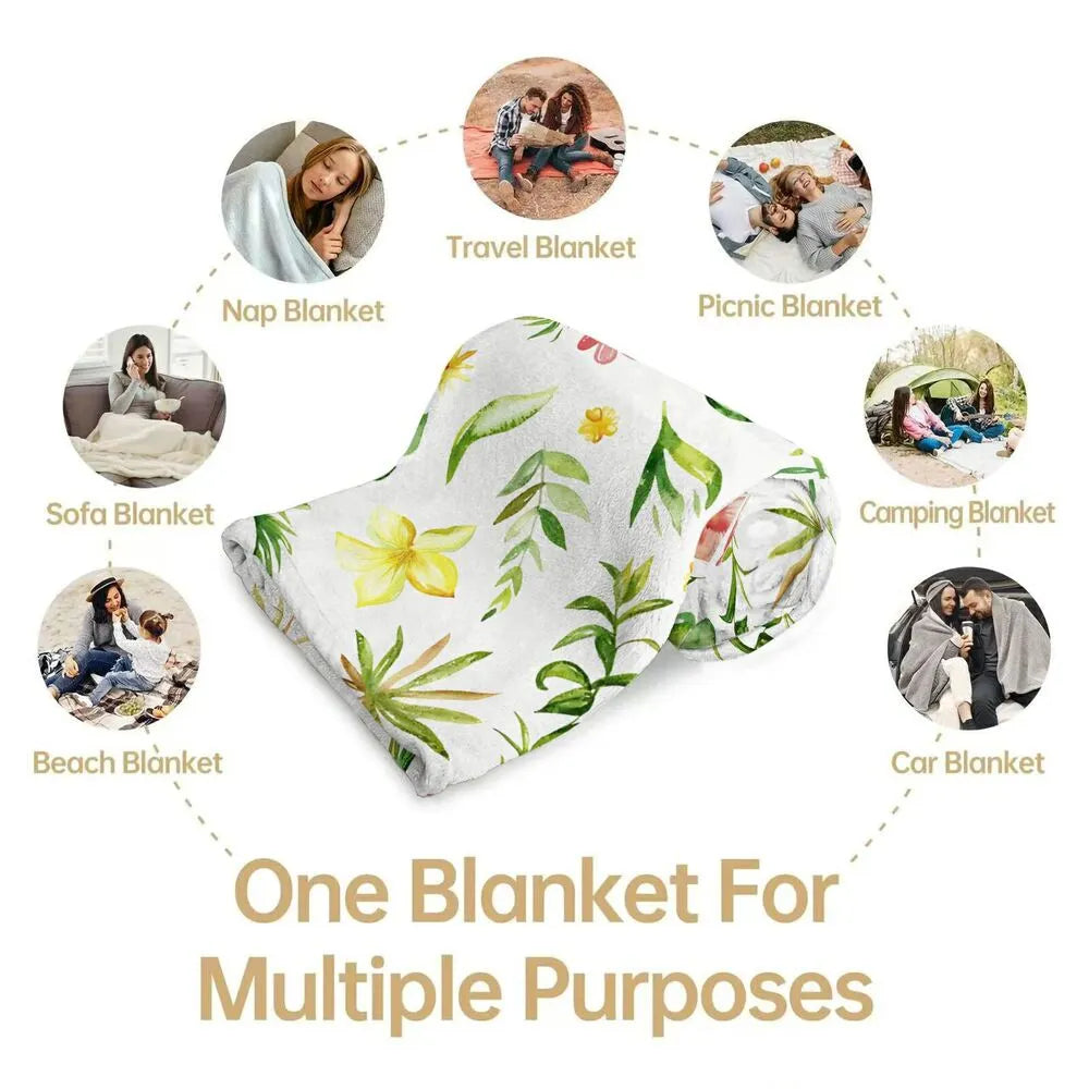 Tropical Floral Pattern Multipurpose Throw Blanket