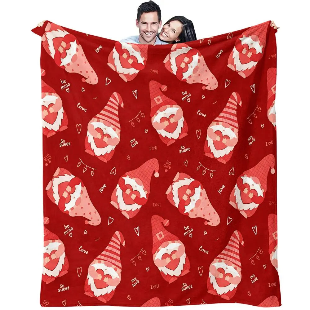 Valentine's Day Gnome Pattern Multipurpose Throw Blanket
