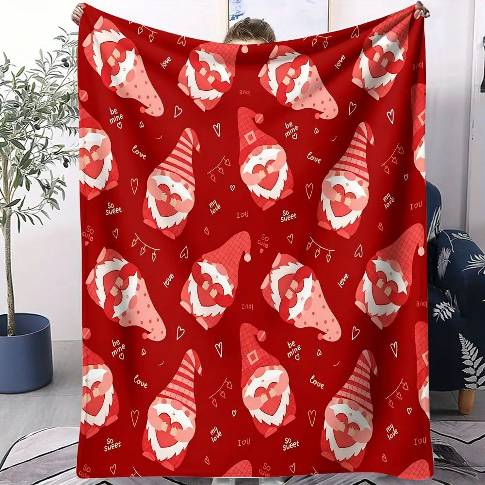 Valentine's Day Gnome Pattern Multipurpose Throw Blanket