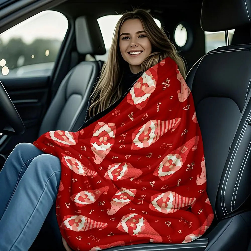 Valentine's Day Gnome Pattern Multipurpose Throw Blanket