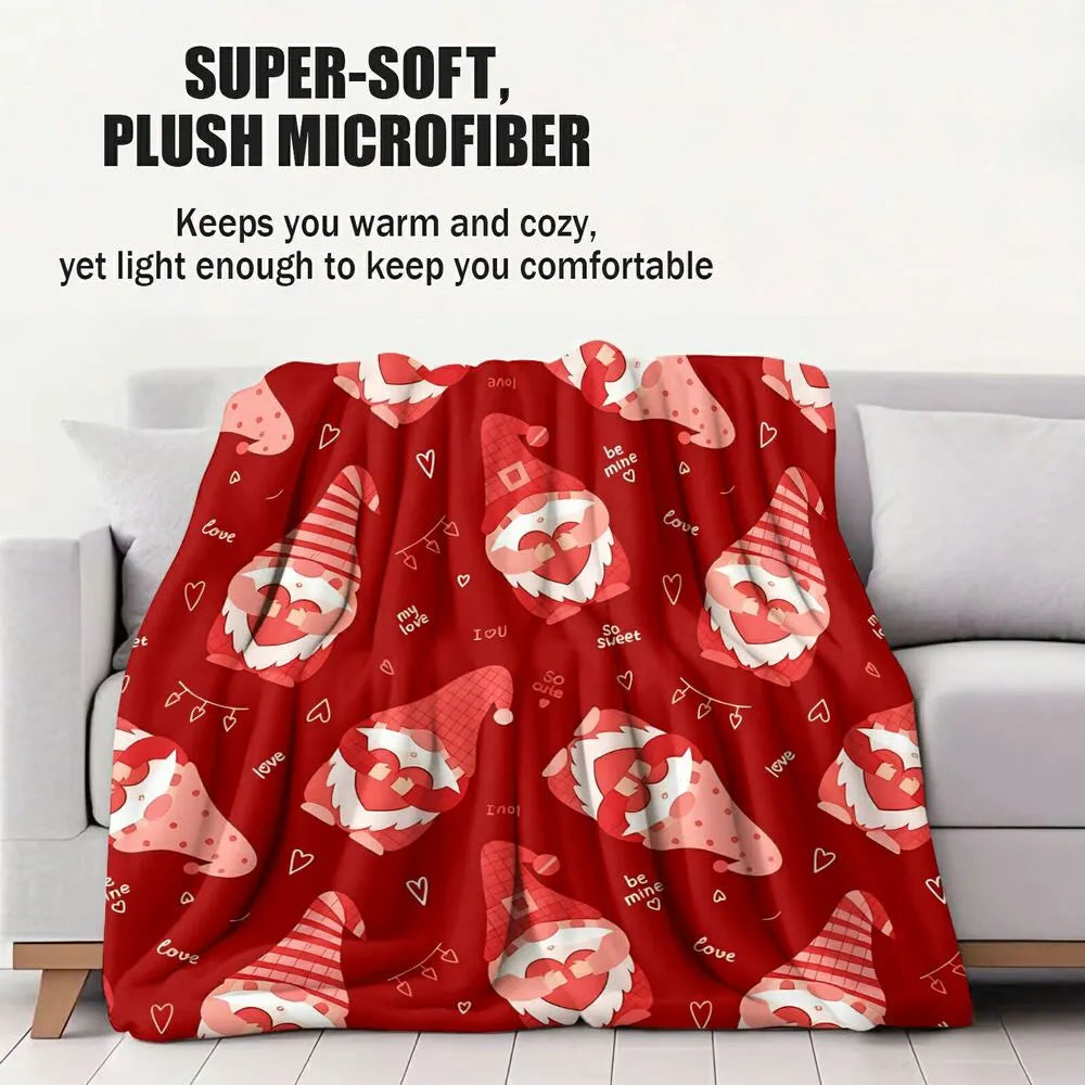 Valentine's Day Gnome Pattern Multipurpose Throw Blanket