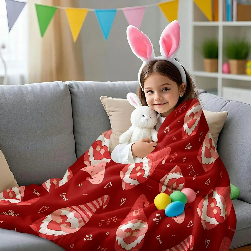 Valentine's Day Gnome Pattern Multipurpose Throw Blanket