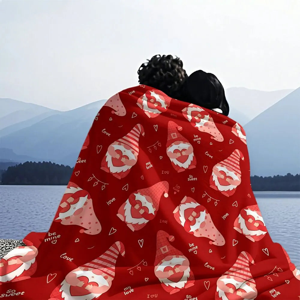 Valentine's Day Gnome Pattern Multipurpose Throw Blanket