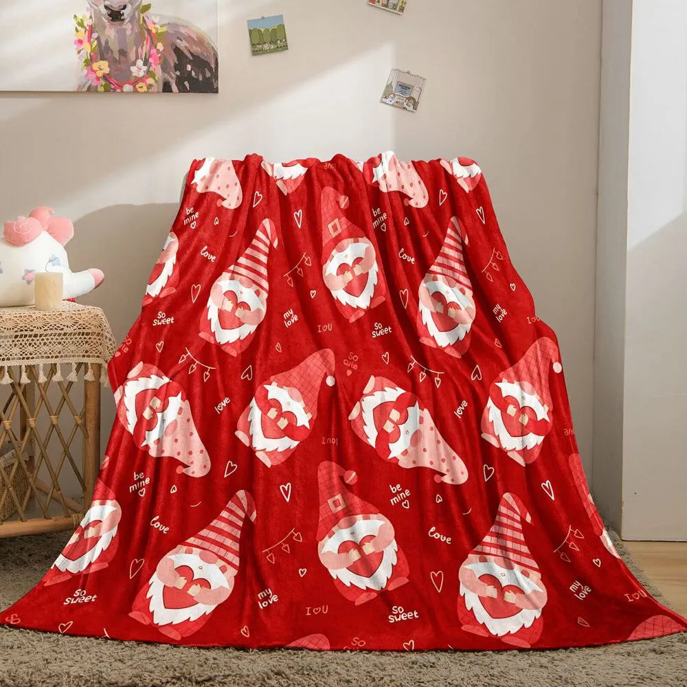 Valentine's Day Gnome Pattern Multipurpose Throw Blanket