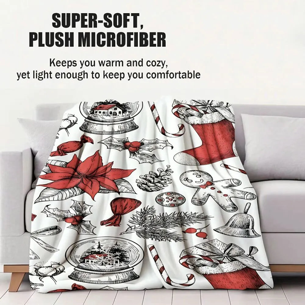 Vintage Christmas Elements Multipurpose Throw Blanket