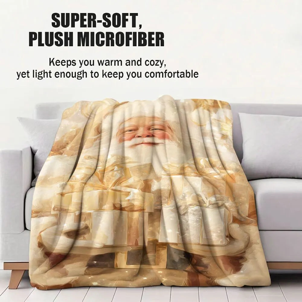 Vintage Santa Golden Beige Pattern Multipurpose Throw Blanket