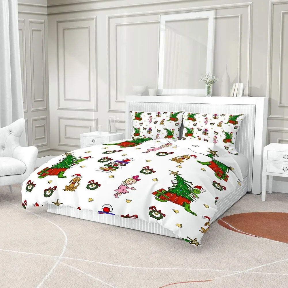 Whoville Grinch Christmas Gift Duvet Cover Set Kids Bedding Set