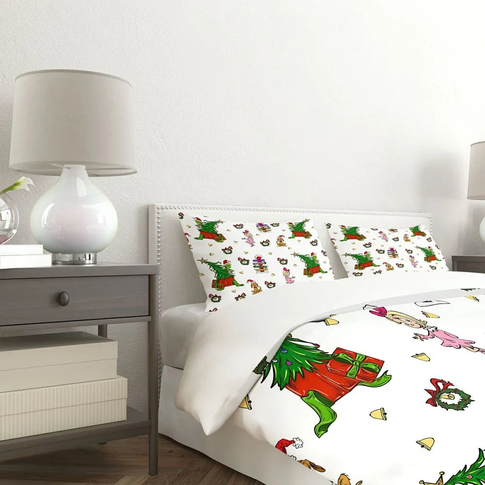 Whoville Grinch Christmas Gift Duvet Cover Set Kids Bedding Set