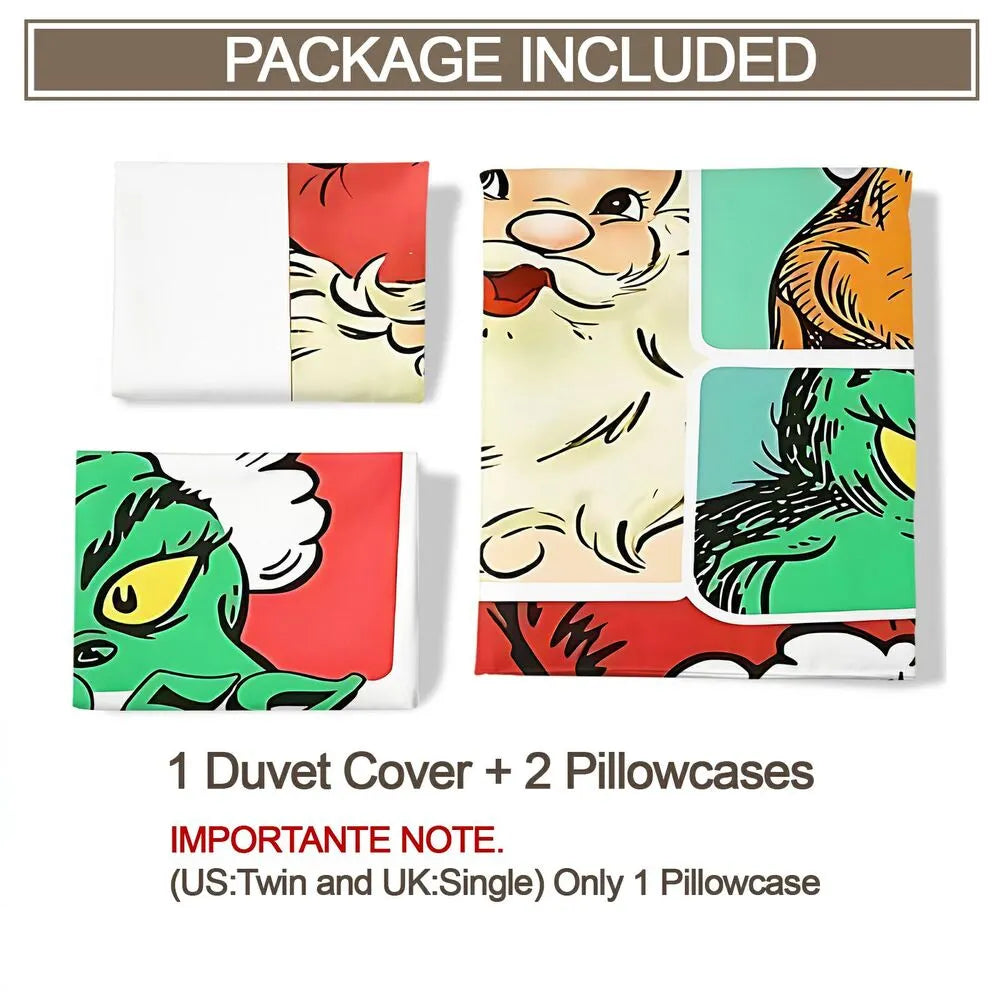 Whoville Grinch Est 1957 Christmas Duvet Cover Set Kids Bedding Set