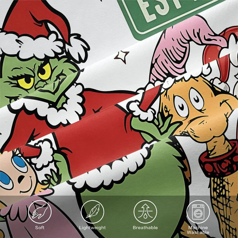 Whoville Grinch Santa Christmas Duvet Cover Set Kids Bedding Set