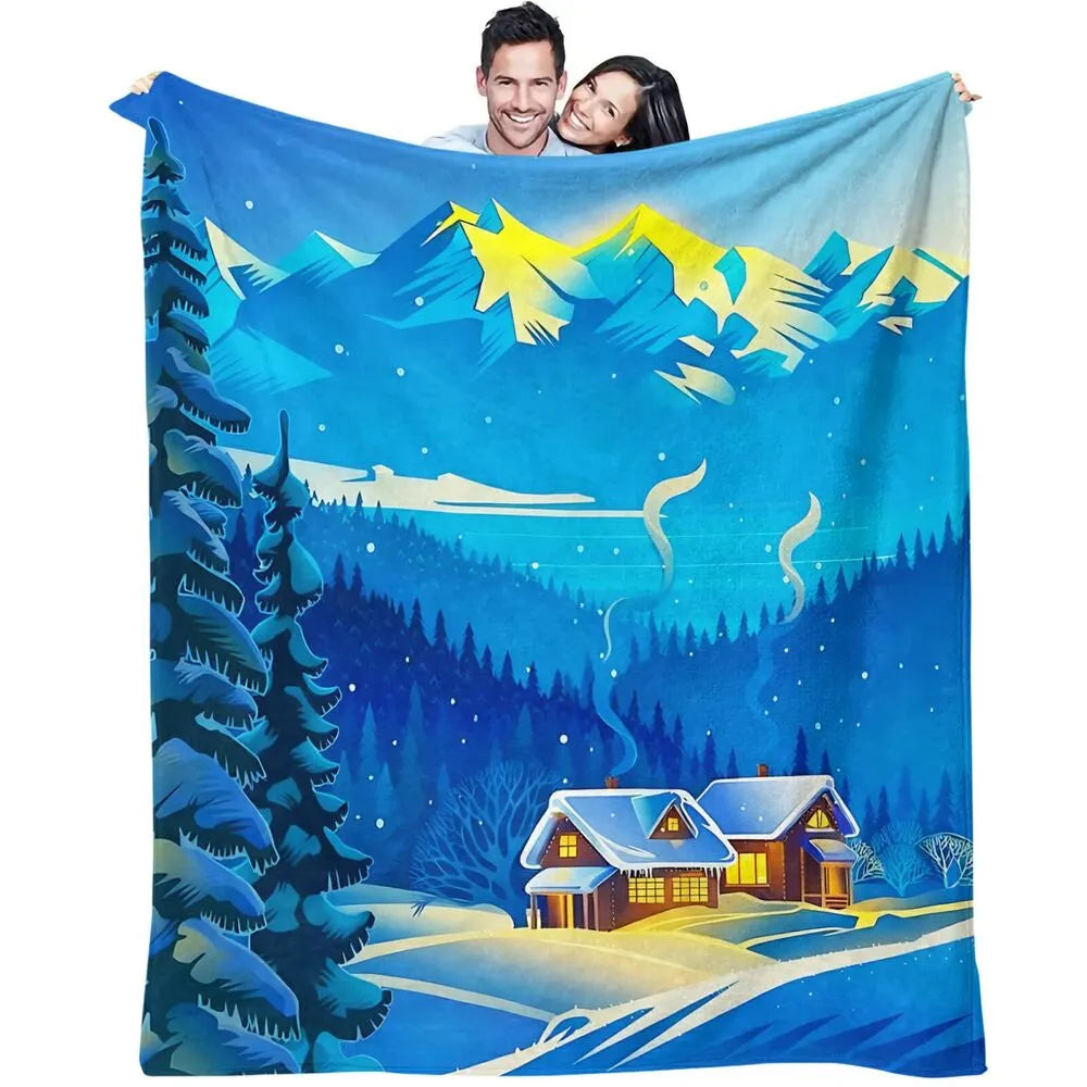 Winter Scenery Pattern Multipurpose Throw Blanket
