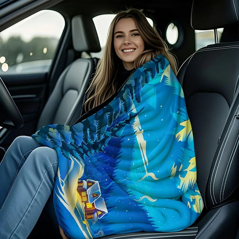 Winter Scenery Pattern Multipurpose Throw Blanket
