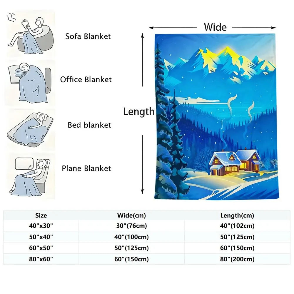 Winter Scenery Pattern Multipurpose Throw Blanket
