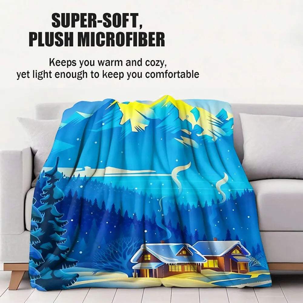 Winter Scenery Pattern Multipurpose Throw Blanket