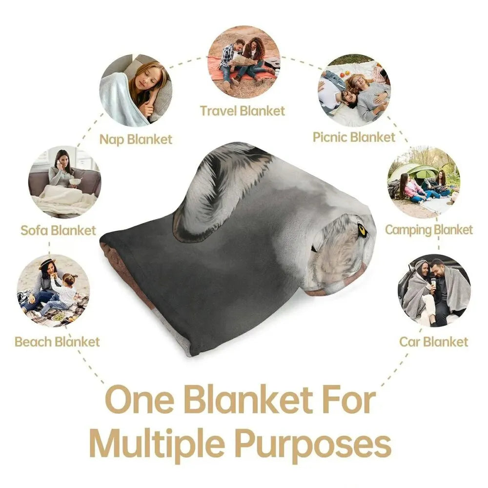 Wolf & Autumn Leaves Multipurpose Throw Blanket