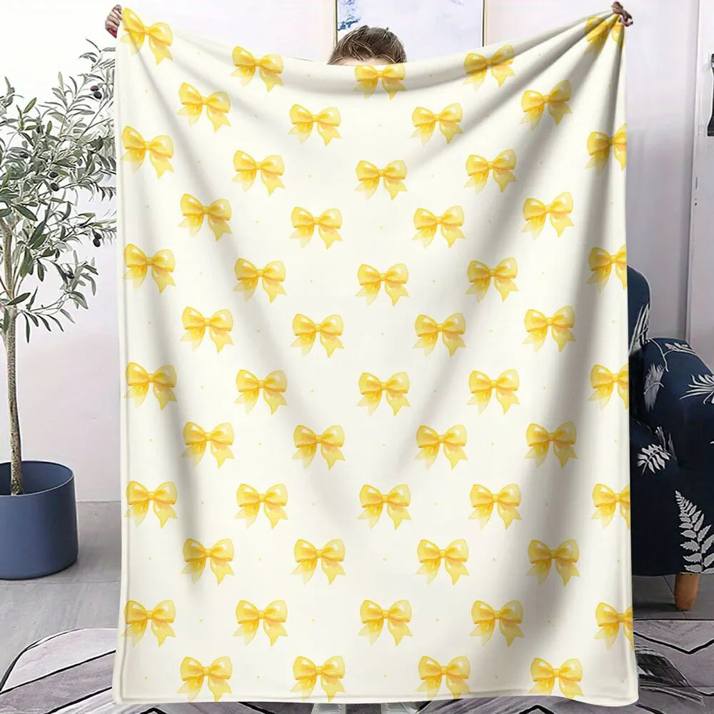 Yellow Bow Pattern Multipurpose Throw Blanket