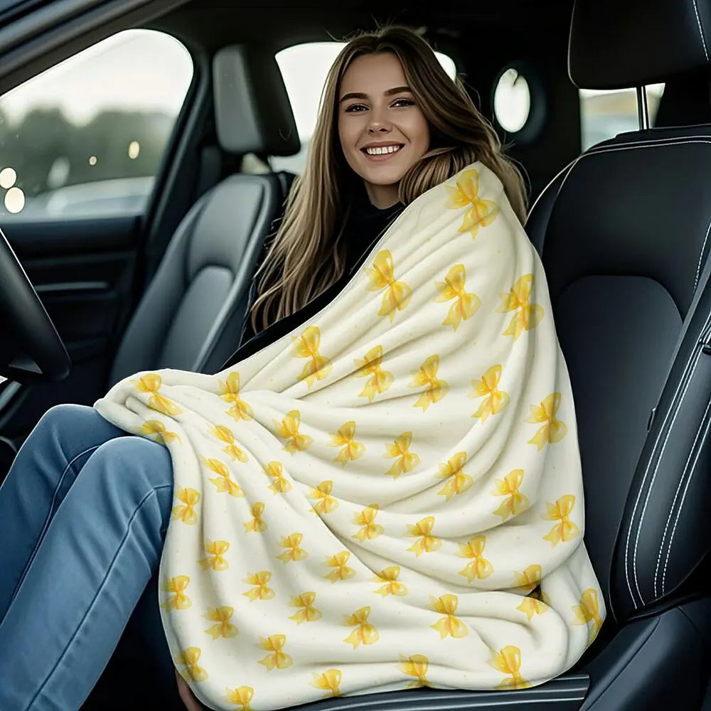 Yellow Bow Pattern Multipurpose Throw Blanket