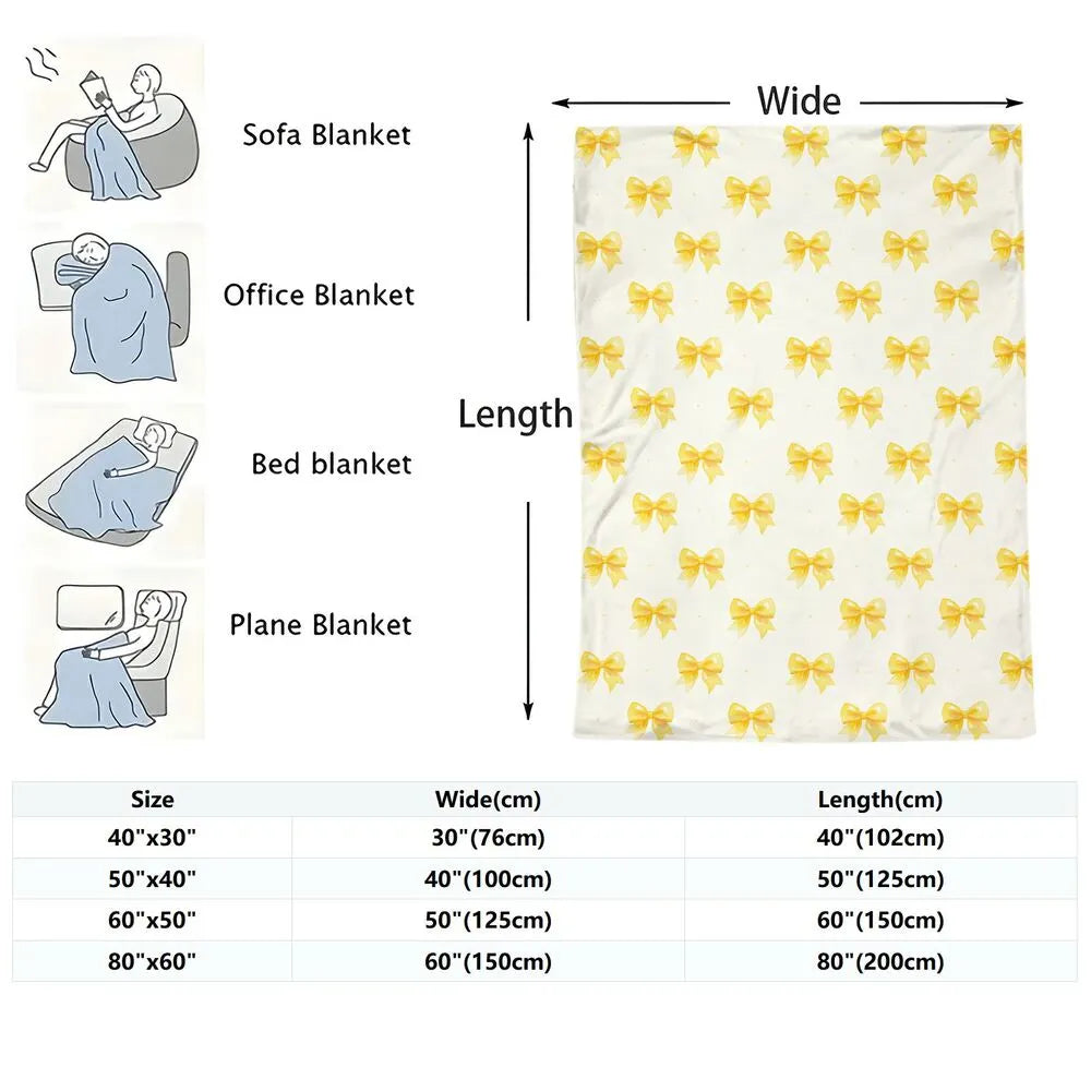 Yellow Bow Pattern Multipurpose Throw Blanket