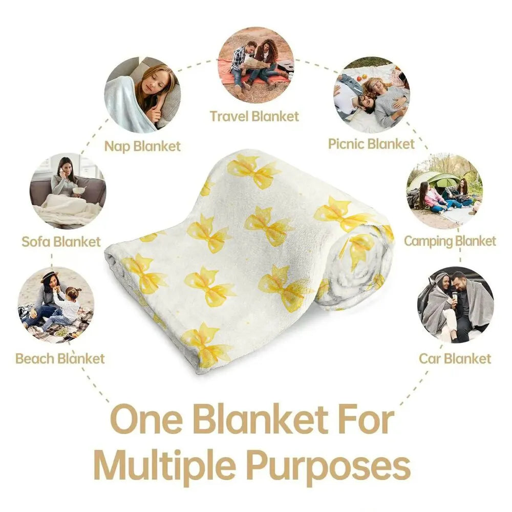 Yellow Bow Pattern Multipurpose Throw Blanket