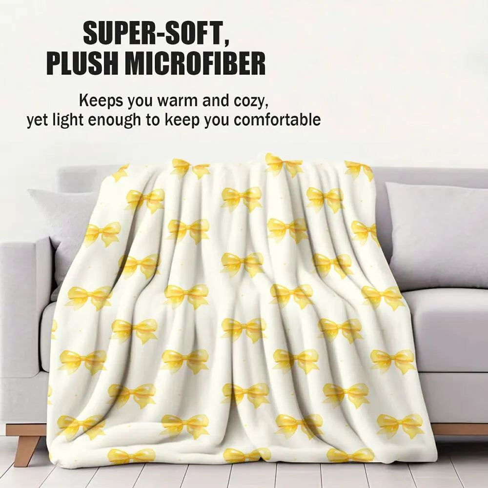 Yellow Bow Pattern Multipurpose Throw Blanket